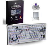 Nyfter Nyfboard HE Wireless 75% Gaming Keyboard - Hall-Effect Gateron KS-37C Switches, DE ISO QWERTZ, Hot Swap, RGB, Gasket Mount, Media Knob, Display LED, 2.4GHz/Bluetooth, PBT Keycaps, Bianco