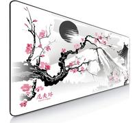 Nyfter - Tappetino per mouse da gioco 3XL Sakura bianco 1200 x 600 mm Premium Fuji Mousepad Size Grandi bordi cuciti durevoli con Glide di alta qualità e antiscivolo Speed Gaming Mousepad