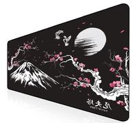 Nyfter - Tappetino per mouse da gioco 3XL Sakura nero 1200 x 600 mm Premium Fuji Mousepad Size Grandi bordi cuciti durevoli con Glide di alta qualità e antiscivolo Speed Gaming Mousepad