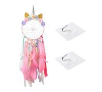 NYGGTYK 1 acchiappasogni con unicorno, 2 ganci, acchiappasogni, da parete, a cinque anelli, acchiappasogni, set di accessori per camera da letto rosa
