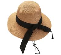 NYGGTYK 1 cappello da sole da donna, cappello da sole estivo, cappello da cowboy, protezione solare UPF 50+, cappello da sole con protezione UV, perfetto per vacanze, spiaggia, beige., Taglia unica