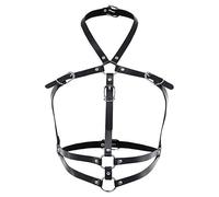 NYGGTYK 1 collana sexy con corsetto in pelle, da donna, da donna, in pelle, per il corpo, da donna, in pelle incrociata, per donna (nero), Nero , Taglia unica