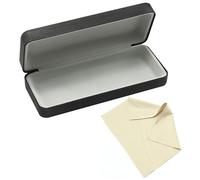 NYGGTYK 1 custodia nera per occhiali e 1 panno per occhiali beige, custodia protettiva in pelle, custodia per occhiali da sole, custodia rigida per occhiali da miopia, unisex, Nero , 159 * 62 * 33 mm