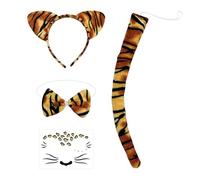 NYGGTYK 1 Fascia, 1 Papillon, 1 Coda E 1 Adesivo, Accessori per Costumi di Tigre, Accessori per Il Costume da Festa, Oggetti di Ruolo.