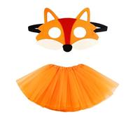 NYGGTYK 1 Gonna A Maglie E 1 Maschera di Volpe, Gonna Gonfia per Bambini, Gonna da Ballo, Gonna Corta Carina, Accessori Che Giocano da Ruolo.