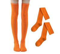 NYGGTYK 1 paio di calzini da donna arancioni al ginocchio, calzini alti sopra il ginocchio, calzini termici da donna, extra lunghi, per feste in costume, carnevale (arancione), Colore: arancione.,