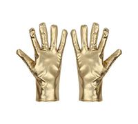 NYGGTYK 1 Paio Di Guanti Dorati, Guanti Corti, Guanti Da Cerimonia, Guanti in Vernice, Guanti Da Donna, Accessori per Spettacoli, Adatti per Matrimoni, Mascherate, Spettacoli Teatrali