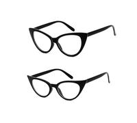 NYGGTYK 1 paio di occhiali grandi con occhio di gatto e 1 paio di piccoli occhiali da vista, specchio da donna personalizzato, stile Carnevale, occhiali da donna, Nero