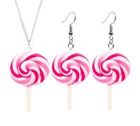 NYGGTYK 1 Paio di Orecchini di Caramelle E Collana di Caramelle da 1 Pezzi, Collana di Stile Creativo, Gioielli Divertenti, Gioielli Carini, Accessori per Abbigliamento.