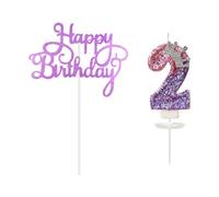 NYGGTYK 1 Pezzo di Candela Numero 2 E 1 Pezzo di Inserto per La Carta per Torta, Candela Creativa, Candela Lucida, Decorazione per Torta, Candela di Compleanno.