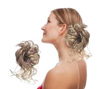 NYGGTYK 1 pezzo di chignon, coda di cavallo ondulata, fermagli per parrucche da donna, clip per capelli (marrone misto)