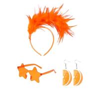 NYGGTYK 1 Pezzo di Fascia di Piuma, 1 Paio di Orecchini E 1 Pezzo di Occhiali da Sole A Stelle Pentagonali, Accessori per Abbigliamento, Accessori retrò, Accessori per Feste