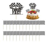 NYGGTYK 1 Pezzo di Inserto per Carte Grandi E Inserto per Bandiera da 24 Pezzi, Plug-in Decorazione della Torta, Forniture per Feste A Tema da Corsa, Accessori per Torte per Feste.