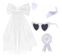 NYGGTYK 1 Tracolla, 1 Velo, 1 Occhiali da Sole E 1 Badge, Accessori per Abbigliamento per Feste, Forniture per Feste Nuziali, Oggetti di Scena Fotografici