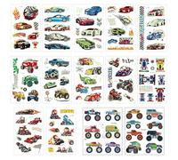 NYGGTYK 12 Adesivi per Camion, 2 Adesivi per Tatuaggi per Auto, Adesivi da Corsa per Bambini, Adesivi per Auto da Cartone Animato Creativo, Adesivi Divertenti per Tazze d'Acqua di Skateboard.