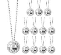 NYGGTYK 12 pezzi collana a sfera da discoteca, collana a sfera anni 70/80/90, ciondolo a sfera da discoteca, accessorio per discoteca, adatto per feste, Plastica