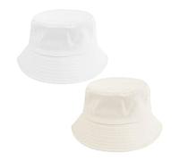 NYGGTYK 2 cappelli da pescatore pieghevoli, cappelli da sole estivi, semplici in tinta unita, alla moda e versatili, adatti per la pesca, l'escursionismo e il campeggio (bianco, cachi), bianco, cachi,