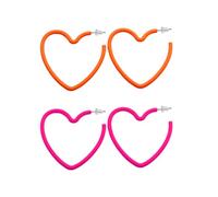 NYGGTYK 2 paia di orecchini a forma di cuore, rosa, orecchini al neon, orecchini in acrilico, stile retrò, a forma di cuore, orecchini a forma di cuore, orecchini rosa personalizzati (rosa rossa