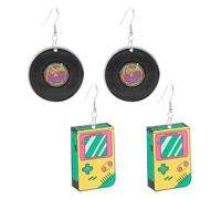 NYGGTYK 2 Paia di Orecchini A Forma di Record, Orecchini retrò, Orecchini Creativi, Orecchini alla Moda E Personalizzati, Orecchini Acrilici