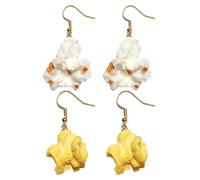 NYGGTYK 2 Paia di Orecchini A Popcorn, Orecchini di Stile Creativo, Orecchini Divertenti, Orecchini Divertenti Carini, Orecchini da Donna.