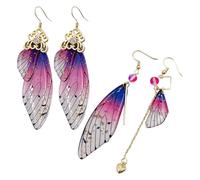 NYGGTYK 2 Paia di Orecchini Ala A Farfalla, Orecchini A Sospensione Creativi, Orecchini in Resina Asimmetrici, Orecchini alla Moda delle Donne, Set di Gioielli Romanzo E Squisito.