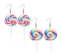 NYGGTYK 2 paia di orecchini lecca-lecca-lecca-lecca, orecchini a caramella, gioielli nuovi e creativi, adatti per l'uso quotidiano, feste e festival, Argilla morbida