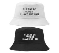 NYGGTYK 2 Pezzi Di Cappello Stampato Per Lettere, Cappello Da Pescatore Al Sole, Cappello Da Pescatore Semplice, Attrezzatura Per Esterni, Cappello Estivo All'Aperto.