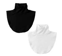 NYGGTYK 2 sciarpe da donna a collo alto, colletto solare, colletto caldo, colletto a strati, colletto falso, colletto a tartaruga, colletto monopezzo, inserto per colletto da donna, nero, bianco, 20