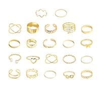 NYGGTYK 22 Pezzi Anelli a Nocche D'oro, Anelli a Nocche D'oro, Anelli Regolabili per Donne, Gioielli in Oro Alla Moda, Set Di Anelli a Dito Vintage, Gioielli Impilabili, Accessori Di Gioielli