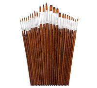 NYGGTYK 24 Pezzi di Penna in Nylon Manico in Legno, Forniture d'Arte, Strumenti di Pittura, Spazzole Ad Acquerello, Accessori per Artigianato Fai -da -Te