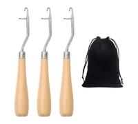 NYGGTYK 3 Pezzi all'Uncinetto E Sacca di Velluto da 1 Pezzo, Uncinetto in Legno, Strumenti per Maglieria, Uncinetto Multifunzione, Accessori Fatti A Mano Fai-da-Te