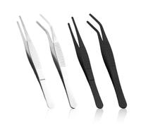 NYGGTYK 4 Pezzi di Pinzette in Acciaio Inossidabile, Pinzette A Gomito A Testa Dritta, Pinzette in Metallo Multifunzionale, Pinzette per Processi Fai-da-Te.