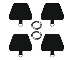 NYGGTYK 4 Pezzi Guarnioni di Telefonia Mobile Nera, Anelli di Fissaggio da 2 Pezzi, Staffa della Catena di Telefoni Cellulari, Accessori per Cordini per Telefoni Cellulari.