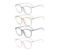 NYGGTYK 4 Pezzi Montature Trasparenti Da Donna, Carino Cartone Animato Montatura Alla Moda Montatura Plastica Montatura Rotonda Occhiali Grandi Occhiali Lenticchia, rosa, grigio, arancione,