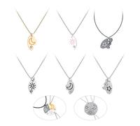NYGGTYK 6 collane con stelle di sole e luna, puzzle, collana dell'amicizia per tre, miglior amico, regalo adatto per compleanno e stagione di laurea, Metallo
