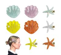 NYGGTYK 8 fermagli per capelli a forma di stella marina e conchiglia, accessori per capelli a forma di stella marina e conchiglia