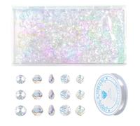 NYGGTYK 800 perline in vetro trasparente, set di perline di cristallo in 5 forme e 3 misure, adatte per gioielli e artigianato