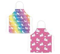 NYGGTYK A Grembiule Stampato A 2 Pezzi, Grembiule per Il Collo Colorato per Bambini, Un Grembiule di Pizzo Anti-Macchiato Dipinto, Grembiule da Cucina da Cucina.