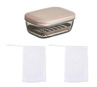 NYGGTYK Borsa di Sapone da 1 Pezzi con Coperchio E Sacca in Maglia A Bolle di Sapone A 2 Pezzi, Scatola di Sapone per Scarico, Scatola di Sapone Portatile, Forniture per Il Bagno