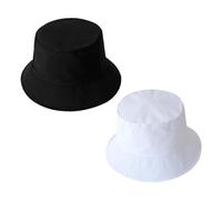 NYGGTYK Cappelli da pescatore bianco e nero, 2 pezzi, unisex, estivi, colore nero, nero, bianco, Medium-Large