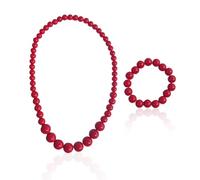 NYGGTYK Collana e Braccialetto di Perle - Accessori per Costume da Carnevale - Collana Lunga in Acrilico e Bracciale da Donna