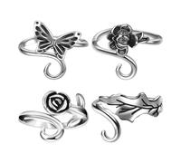 NYGGTYK Nelli all'Uncinetto A 4 Parti, Anelli Metallici Vintage, Anelli Regolabili, Accessori Intrecciati, Strumenti all'Uncinetto