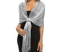 NYGGTYK Sciarpa Argentata Scintillante Con Bottone a Pressione - Fasciatoio Con Paillettes Alla Moda per Donna - Adatta per Matrimoni, Feste, Serate