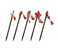 NYGGTYK Set di 5 forcine retrò in legno, forcine per capelli, bacchette per capelli, bacchette classiche, nappe per gioielli, stile cinese e giapponese, selezione di accessori per capelli da donna