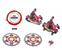NYK Zoom Bike Bicicletta Ciclismo HB-100 Pinze freno a disco idraulico anteriore e posteriore Set Line Pull con rotore flottante e cavo (rosso)
