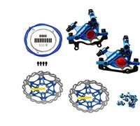 NYK Zoom Bike Bicicletta Ciclismo HB-100 Pinze Freno A Disco Idraulico Anteriore & Posteriore Set Line Pull con Rotore Flottante & Cavo (Blu)
