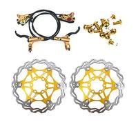 NYK Zoom - Set di freni a disco idraulici per mountain bike, anteriore e posteriore, con rotore a disco flottante da 160 mm e bulloni colorati (oro)