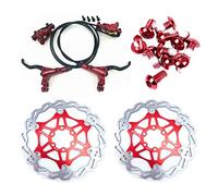 NYK Zoom, Set di freni a disco idraulici per mountain bike, anteriore e posteriore, con rotore disco flottante da 160 mm, viti di colore rosso