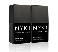 NYK1 Gel Base e Top Coat Semipermanente (10ml x 2) Professionale Smalto Semipermanente Base e Top Coat Gel per unghie e Base - UV e LED Shellac Compatibile Top Coat e Base Semi-permanente Gel
