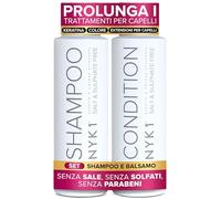 NYK1 Shampoo e Balsamo Senza Sale e Solfati per Capelli | 500ml x2 | Deterge Delicatamente, Cura e Protegge Extension, Capelli Colorati, Cheratinati - Senza Parabeni, Delicato, Previene Rotture